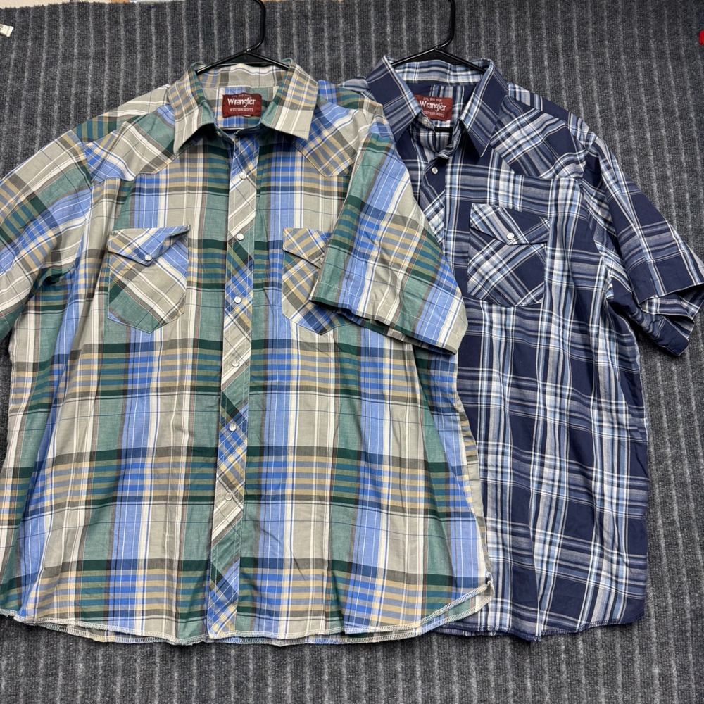 Wrangler Western Shirts Lot Size 2XL Big Man Multicolor Plaid Snap Bundle (2288)